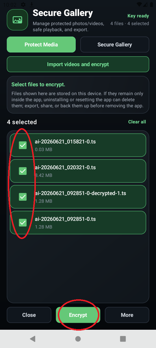Seleccionar archivos sin cifrar y cifrarlos - tutorial step 1