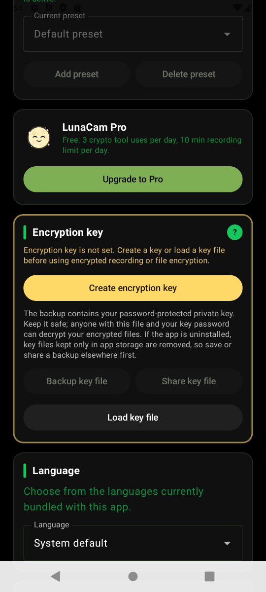 Create Key and Password - tutorial step 1