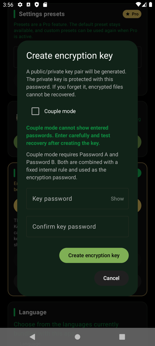 Create Key and Password - tutorial step 2