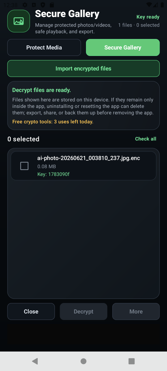 Encrypted Photo Capture - tutorial step 3