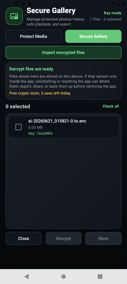 Encrypted Video Recording - tutorial step 3