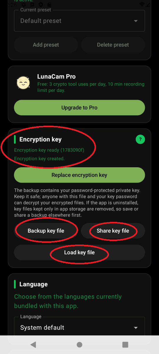 Back Up, Share, and Load Key - tutorial step 1