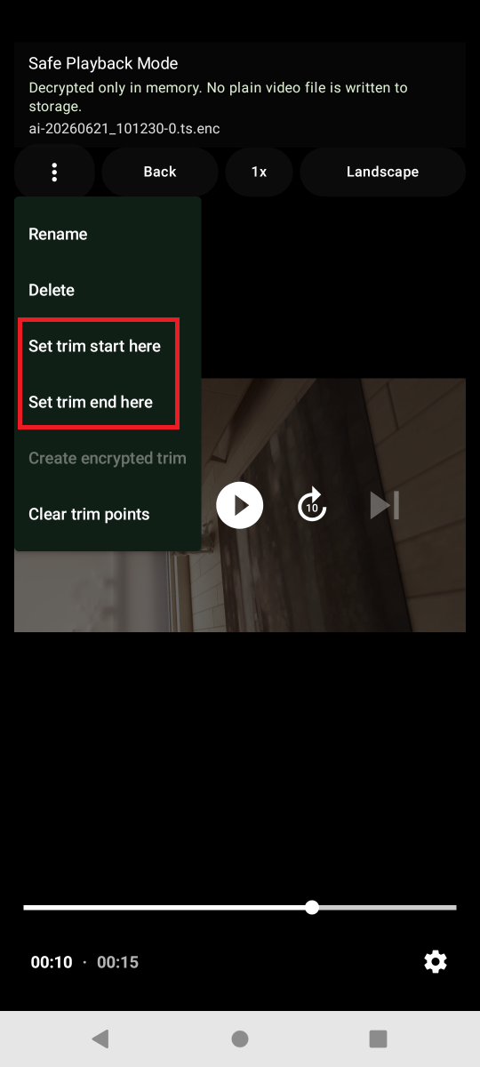 Trim Encrypted TS Video - tutorial step 2