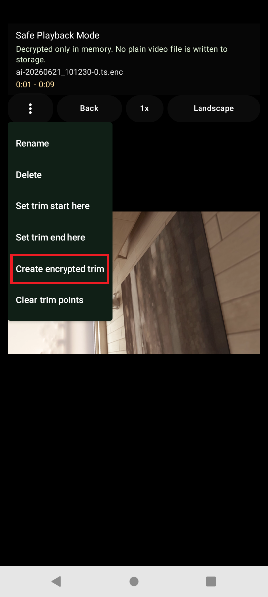 Trim Encrypted TS Video - tutorial step 3